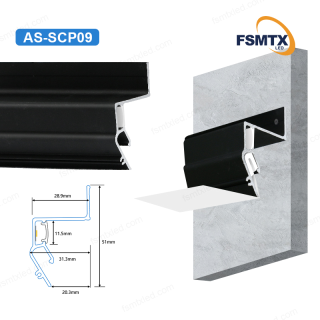 AS-SCP09 PVC film Stretch the ceiling Stretching aluminum profiles