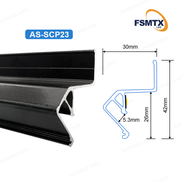 AS-SCP23 Russia Hot Sale Stretch Tension Fabric Ceiling LED Light Strip Aluminum Profile