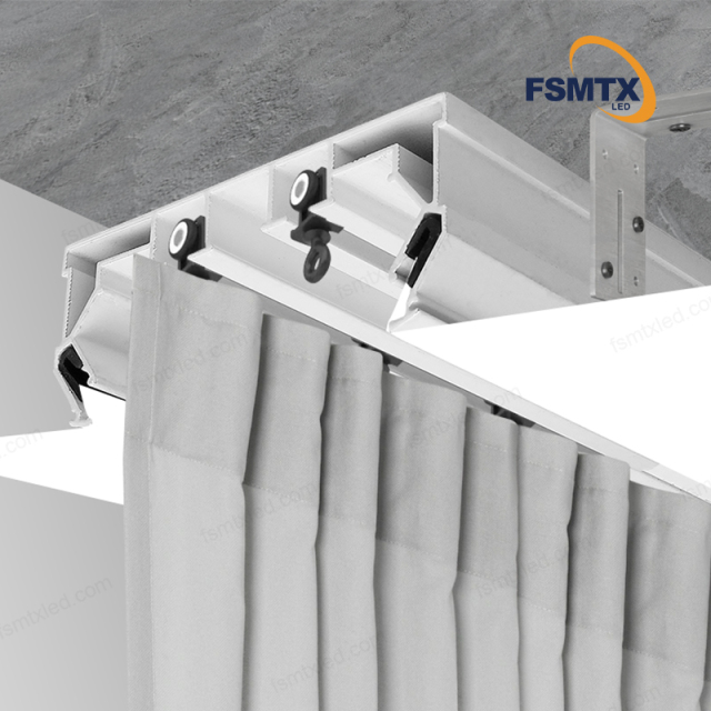 AS-SCP16 Smooth Track Embedded Installation Curtain Stretch Aluminium Material