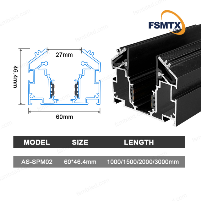 AS-SPM02 Hot-selling LED Magnetic Line Light Magnetic Track Stretching aluminum Profile