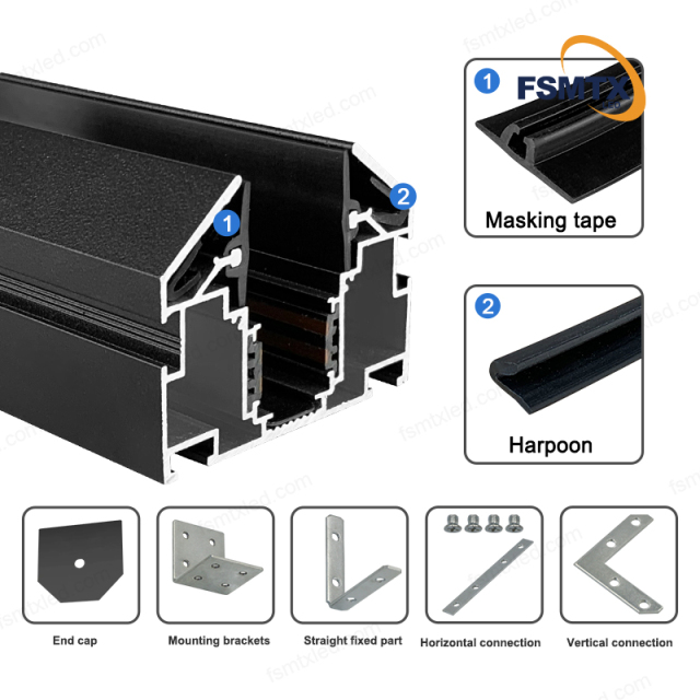AS-SPM01 Hot-selling LED Magnetic Spot Light Magnetic Track Stretching aluminum Profile