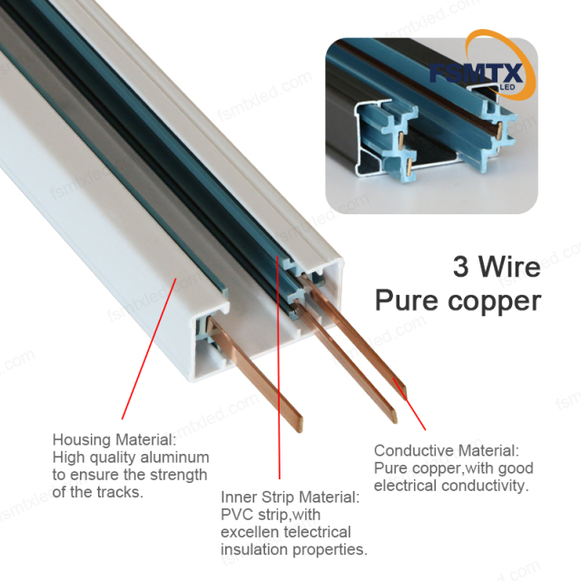 3 Wires 1 Phase LED Light Track