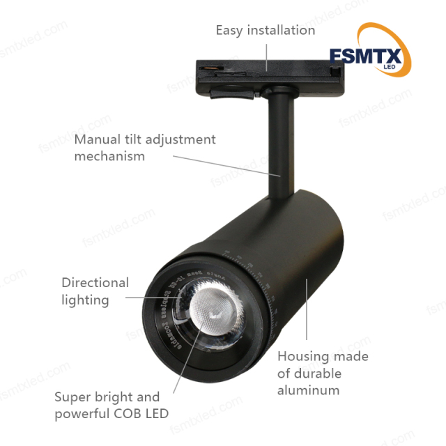 easily install COB Zoomable Narrow Beam LED Track Light