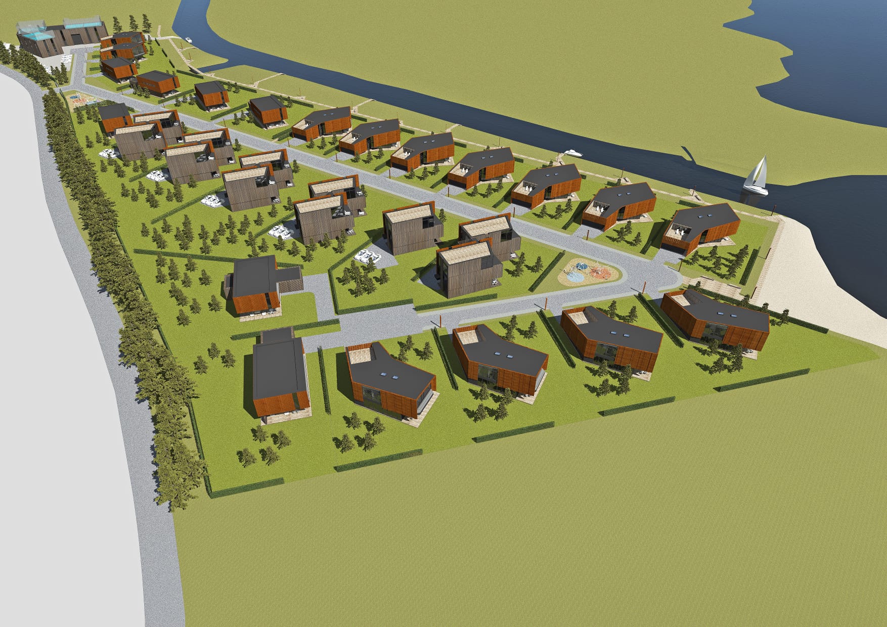 Model drawing of the villa complex in Lithuania