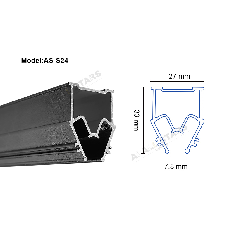 AS-S24 Seamless PVC Stretch Ceiling Profile For Wall