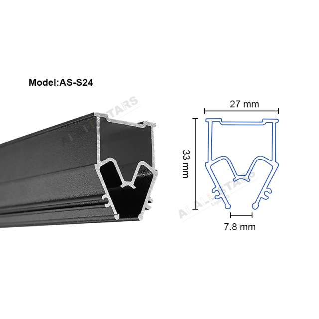 AS-S24 Seamless PVC Stretch Ceiling Profile For Wall
