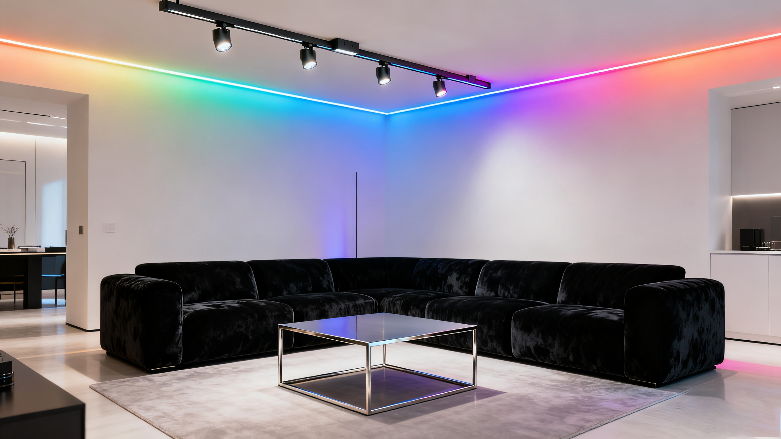 RGB magnetic track light in living room