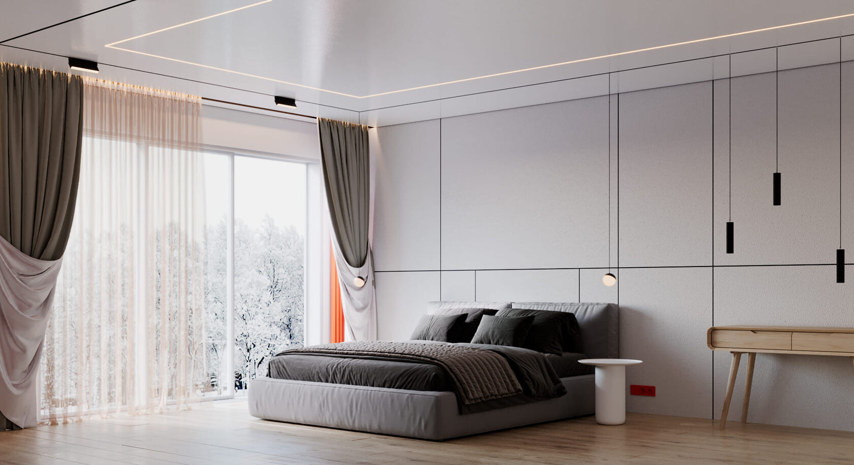 stretch ceiling profile solution in villa decoration