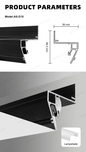 AS-D15 Russia Hot-sale LED Strip Stretch Ceiling Profile