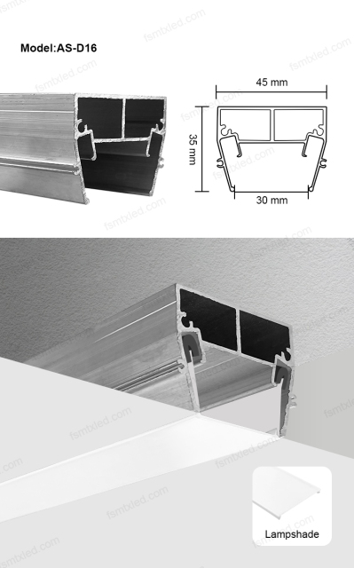 AS-D16 Hidden Lighting Durable Stretch Ceiling Profile