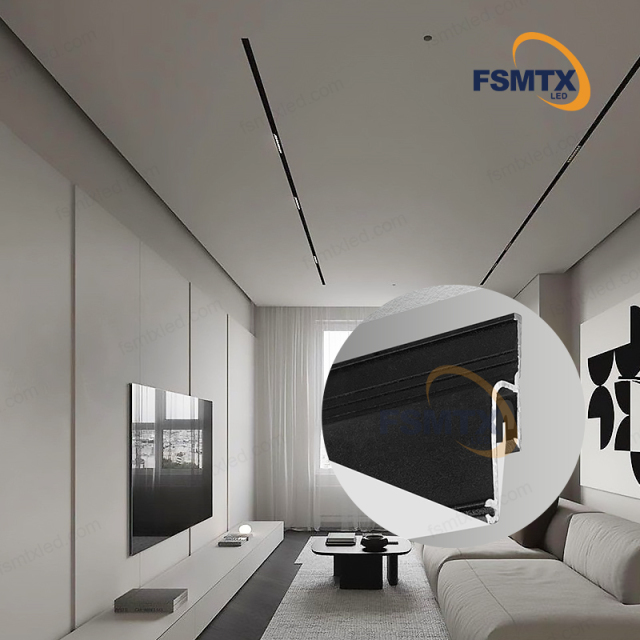 Black wall stretch ceiling profile