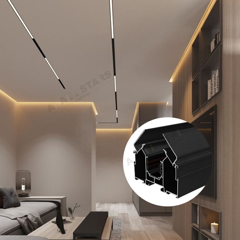 High-strength magnetic track stretch ceiling profile