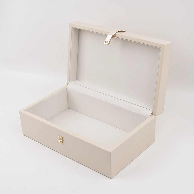 Spot Goods Luxury PU Leather Box Rectangular Wooden Storage Flip MDF Wood Gift Box Handmade Case Box With SABER Certificate