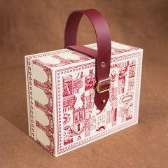 Luxury High Quality Cardboard Packaging Green Removable Cover Paper Gift Box Paper Packaging Box Perfume Chocolate Jewelry Packaging Box With PU Leather Handle
