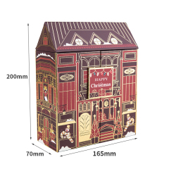 Luxury Roof Shape Christmas Paper Box Grey Board Christmas Gift Box Custom House Christmas Gray Board Paper Gift Box