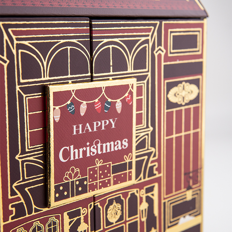 Luxury Roof Shape Christmas Paper Box Grey Board Christmas Gift Box Custom House Christmas Gray Board Paper Gift Box