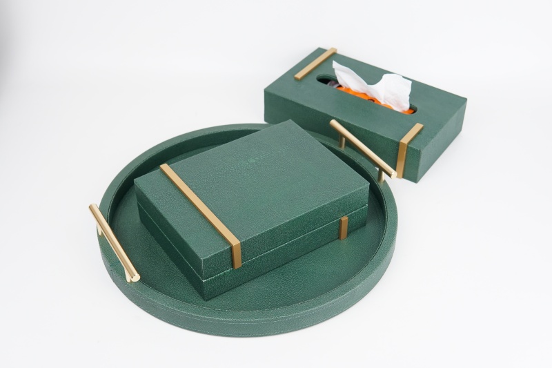 FISH ROE PATTERN LEATHER HOME DECORATION SET