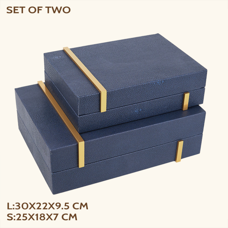 FISH ROE PATTERN LEATHER BOX-TWO PIECE SET