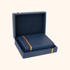 FISH ROE PATTERN LEATHER BOX-TWO PIECE SET