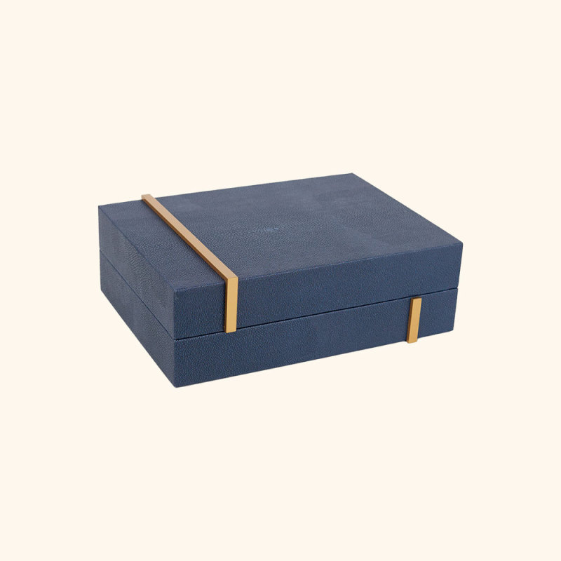 FISH ROE PATTERN LEATHER BOX-TWO PIECE SET