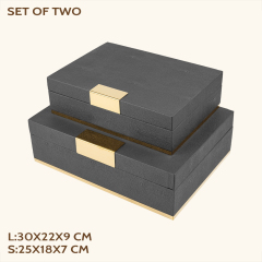 FISH ROE PATTEM LEATHER BOX -TWO PIECE SET