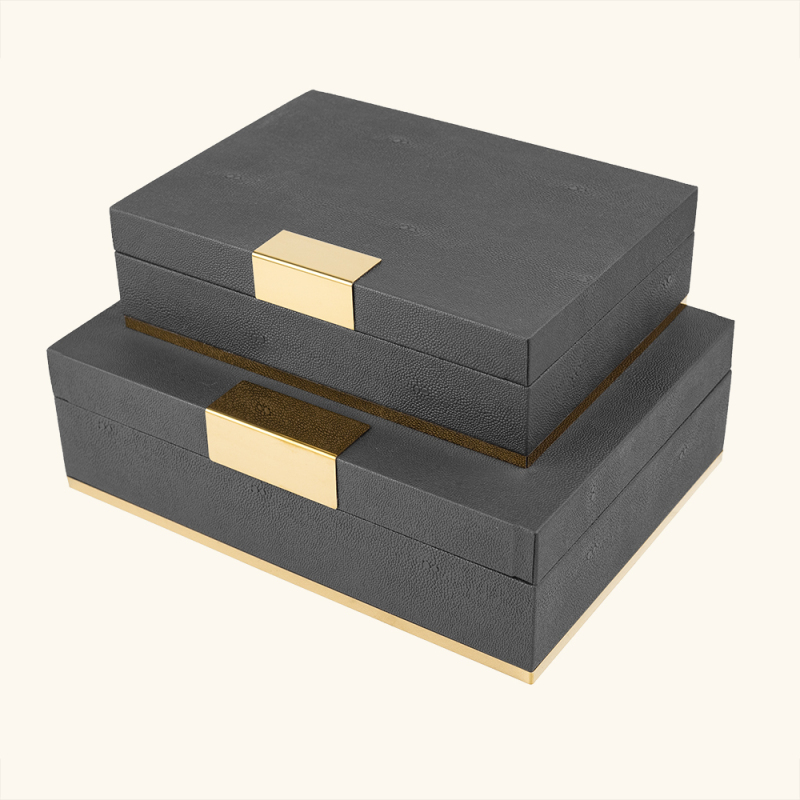 FISH ROE PATTEM LEATHER BOX -TWO PIECE SET