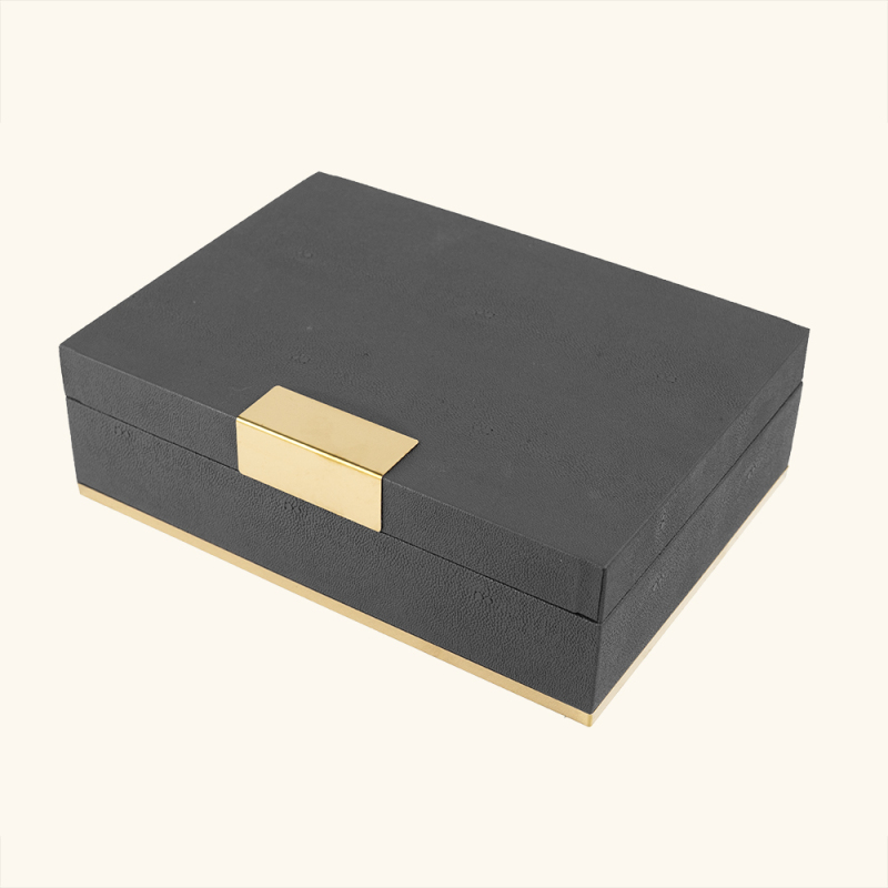 FISH ROE PATTEM LEATHER BOX -TWO PIECE SET