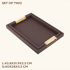 FISH ROE PATTEM RECTANGLE LEATHR TRYA-TWO PIECE SET