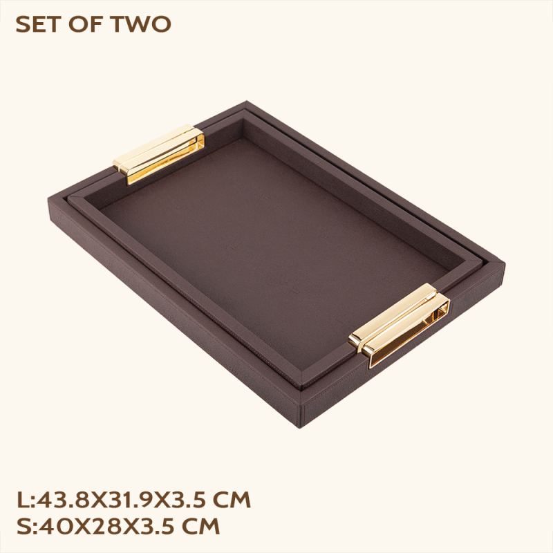 FISH ROE PATTEM RECTANGLE LEATHR TRYA-TWO PIECE SET