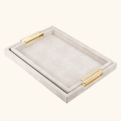 FISH ROE PATTEM RECTANGLE LEATHR TRYA-TWO PIECE SET