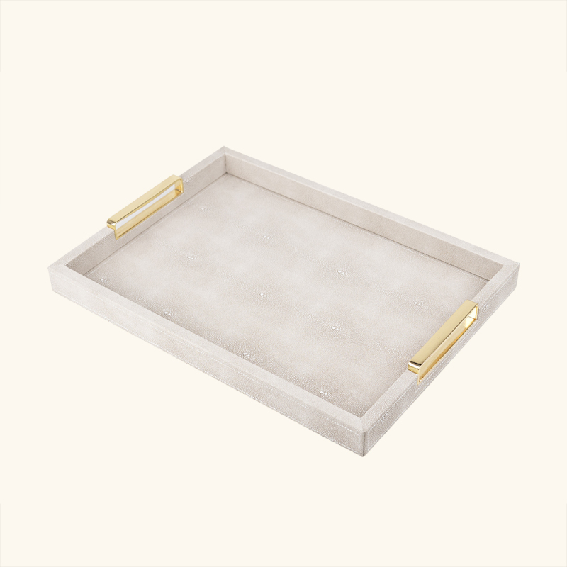 FISH ROE PATTEM RECTANGLE LEATHR TRYA-TWO PIECE SET