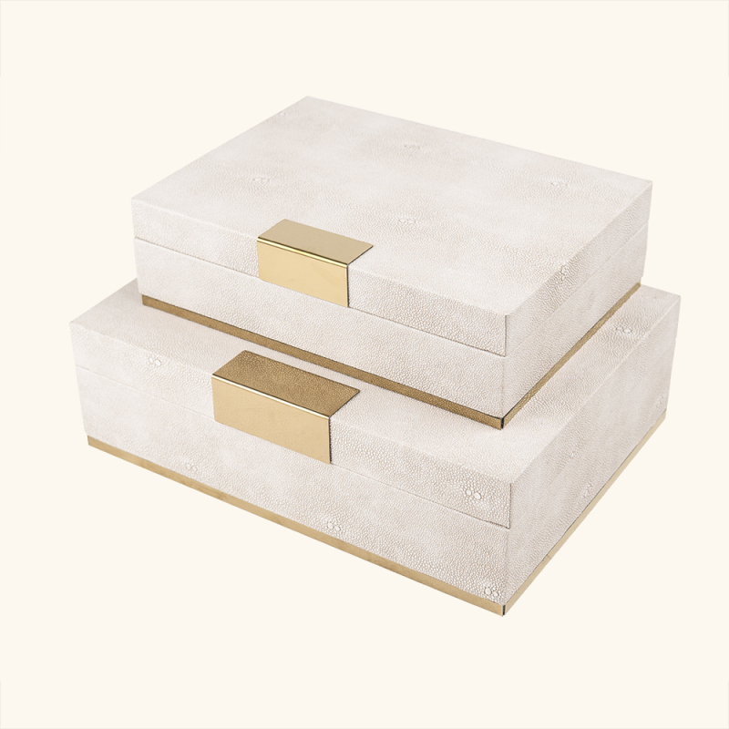 FISH ROE PATTEM LEATHER BOX -TWO PIECE SET