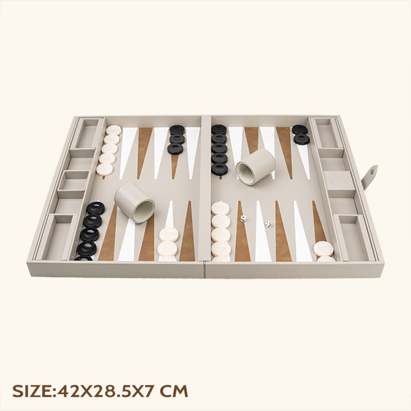 BACKGAMMON LEATHER BOX SET