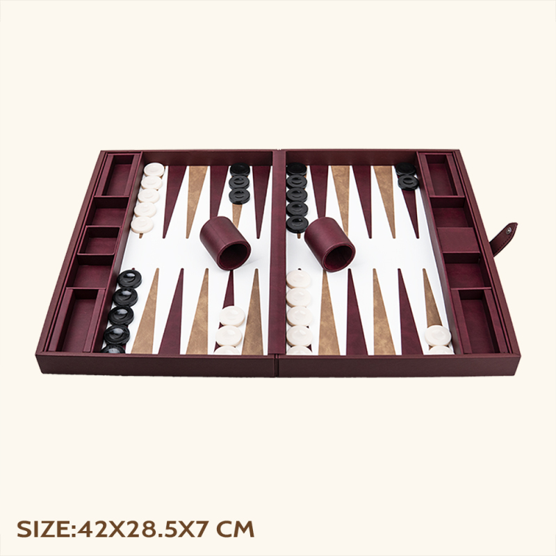 BACKGAMMON LEATHER BOX SET