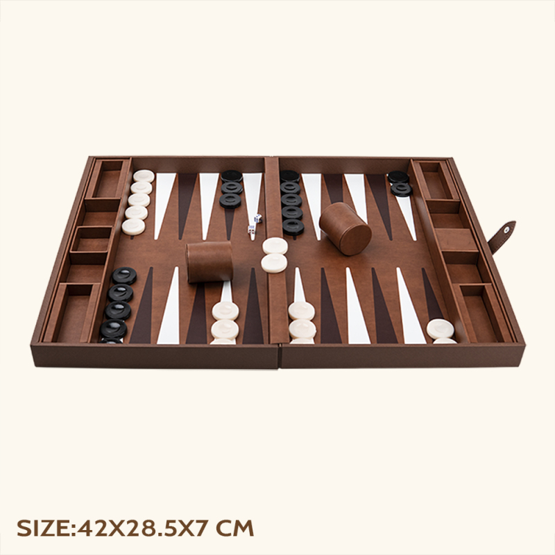 BACKGAMMON LEATHER BOX SET