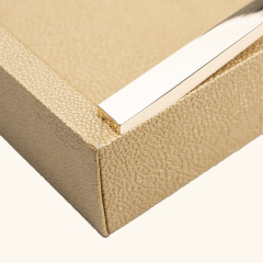 TRIANGLE MATAL HANDLE LEATHER TRAY-TWO PIECES SET