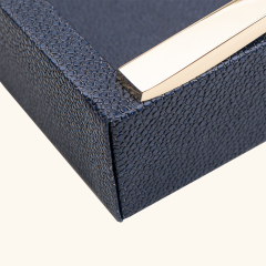 TRIANGLE MATAL HANDLE LEATHER TRAY-TWO PIECES SET