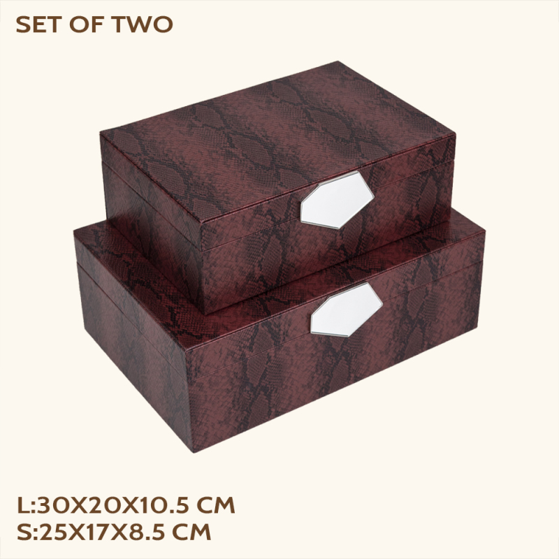 SNAKESKIN PU LEATHER BOX TWO PIECE SET