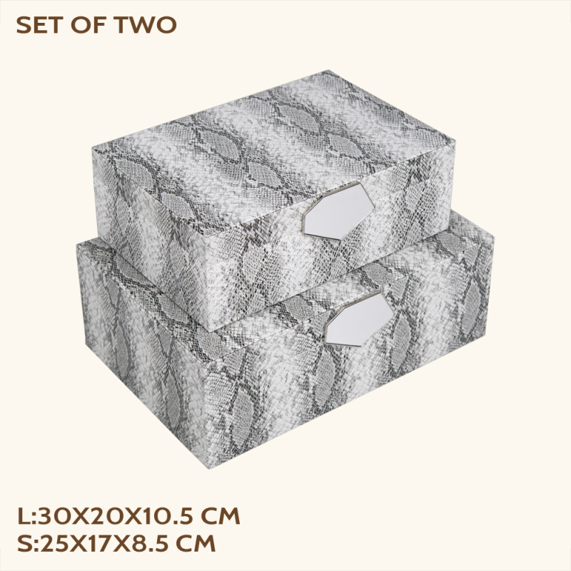 SNAKESKIN PU LEATHER BOX TWO PIECE SET