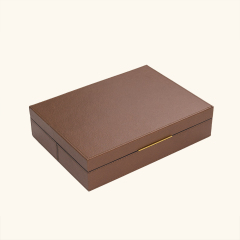 CROSS GRAINED LEATHER BOX - TWO PIECE SET