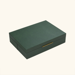 CROSS GRAINED LEATHER BOX - TWO PIECE SET