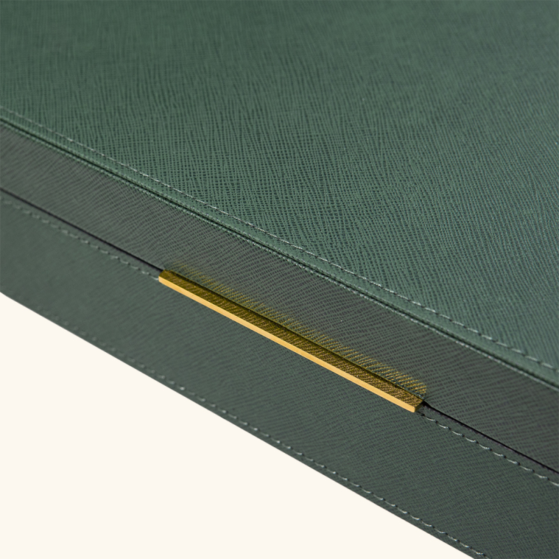 CROSS GRAINED LEATHER BOX - TWO PIECE SET
