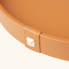 PANA LEATHER ROUND TRAY-TWO PIECE SET