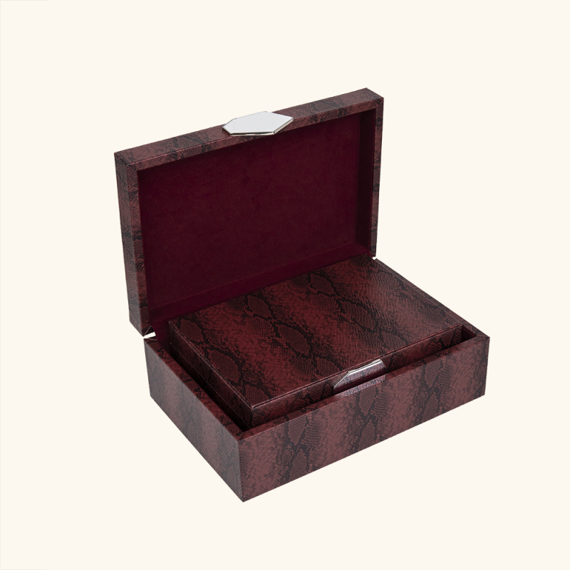 SNAKESKIN PU LEATHER BOX TWO PIECE SET