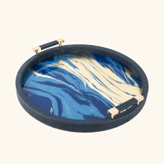 GOLD FOIL PAINTING ROUND FISH ROE PU TRAY