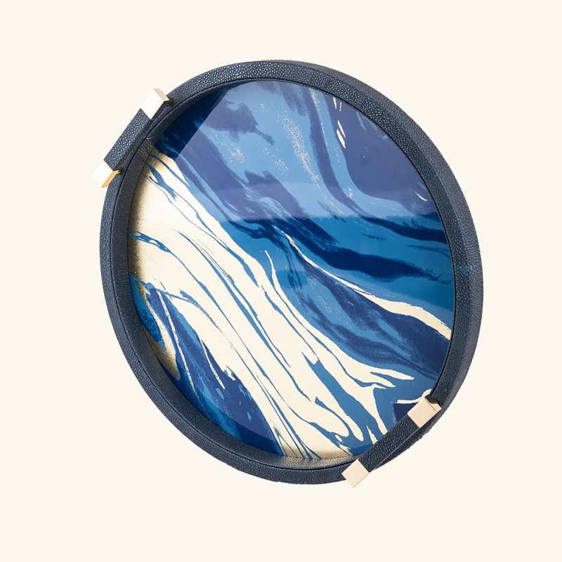 GOLD FOIL PAINTING ROUND FISH ROE PU TRAY