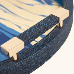 GOLD FOIL PAINTING ROUND FISH ROE PU TRAY