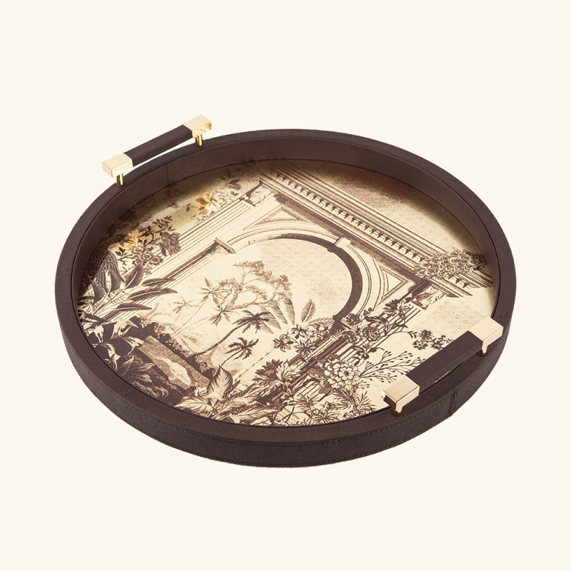 GOLD FOIL PAINTING ROUND FISH ROE PU TRAY