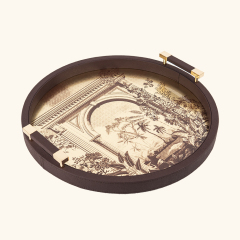 GOLD FOIL PAINTING ROUND FISH ROE PU TRAY