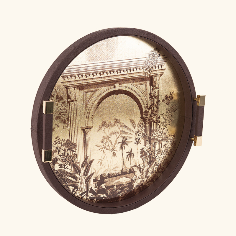 GOLD FOIL PAINTING ROUND FISH ROE PU TRAY